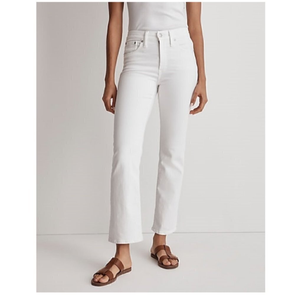 Madewell Kick Out Flare Crop Jeans Mid-Rise White Size 31 NWT